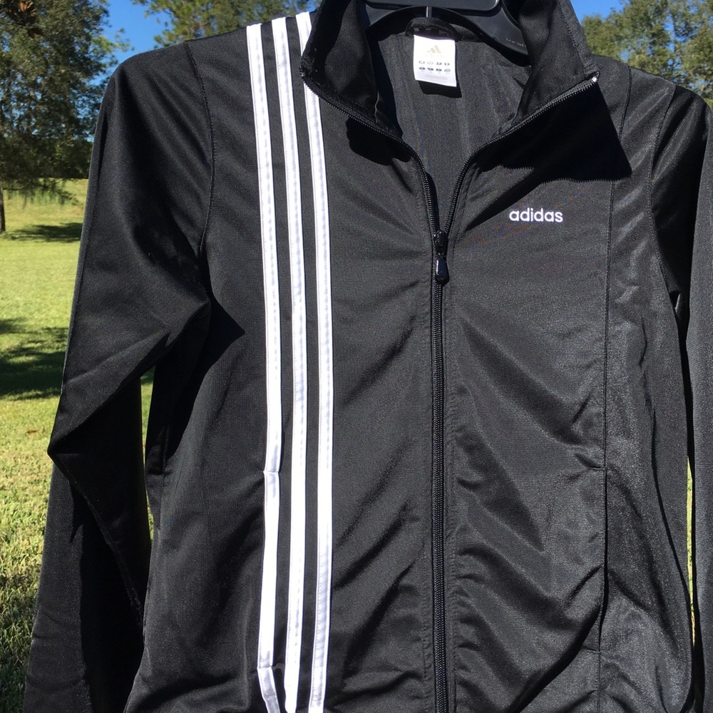 Adidas Youth Medium Zip Up Black and White Jacket